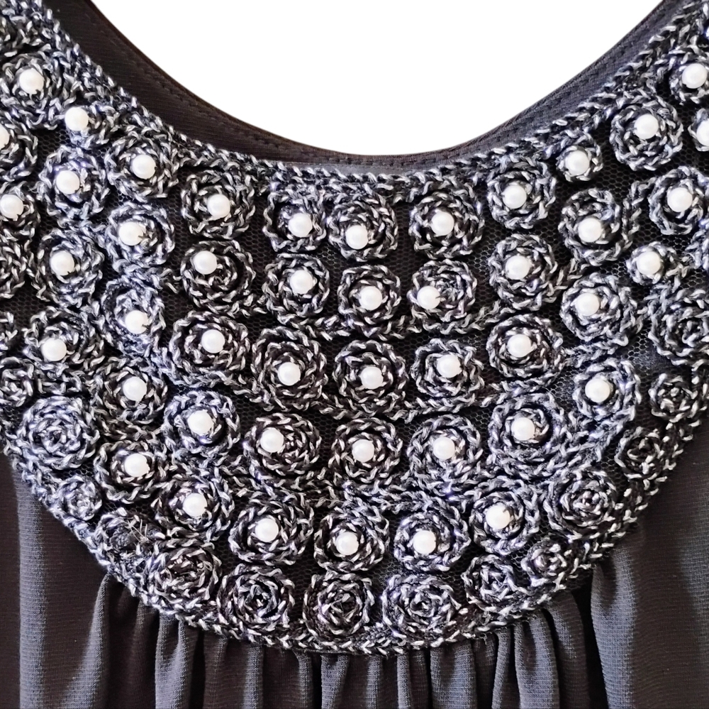 Rampage Black Embellished Tank Top With Elastic At The Waist Size Small - Picture 3 of 5